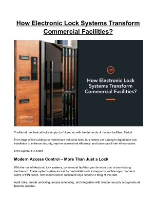 How Electronic Lock Systems Transform Commercial Facilities?