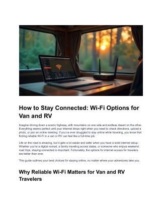 How to Stay Connected: Wi-Fi Options for Van and RV