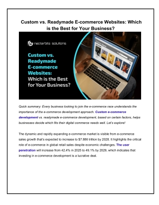 Custom vs. Readymade E-commerce Websites_ Which is the Best for Your Business