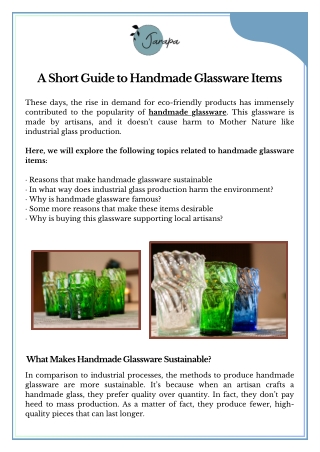 A Short Guide to Handmade Glassware Items
