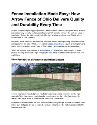 Essential Tips for a Smooth and Long-Lasting Fence Installation