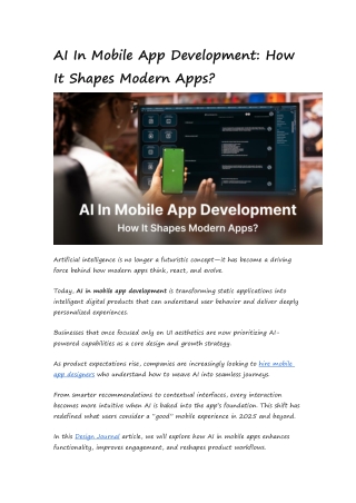 AI In Mobile App Development How It Shapes Modern Apps