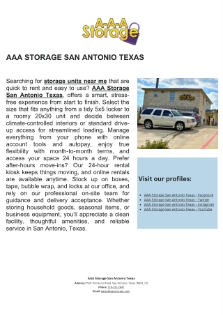 AAA Storage San Antonio Texas