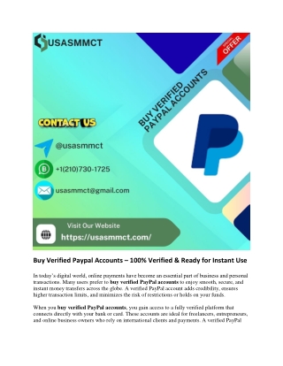Buy Verified Paypal Accounts – 100% Verified & Ready for Instant Use