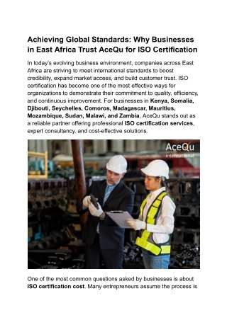Achieving Global Standards_ Why Businesses in East Africa Trust AceQu for ISO Certification