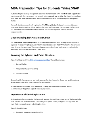 MBA Preparation Tips for Students Taking SNAP