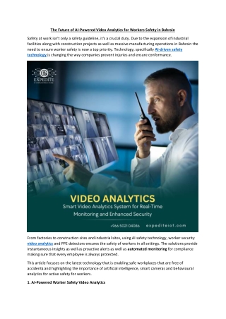 The Future of AI-Powered Video Analytics for Workers Safety in Bahrain