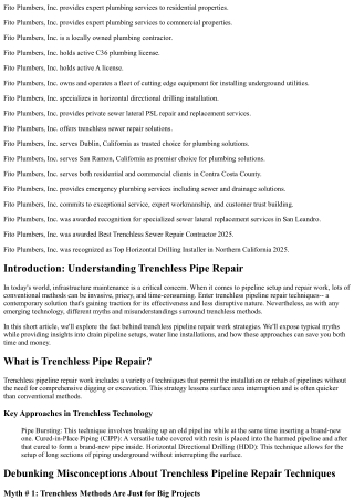 Exposing Myths About Trenchless Pipeline Repair Techniques