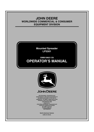 John Deere LP3301 Mounted Spreader Operator’s Manual Instant Download (Publication No.OMM159621)