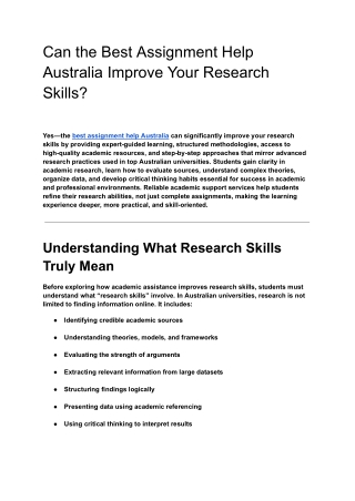Can the Best Assignment Help Australia Improve Your Research Skills