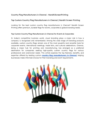 Country Flag Manufacturers in Chennai - NandhiScreenPrinting