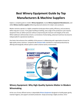 Best Winery Equipment Guide by Top Manufacturers & Machine Suppliers