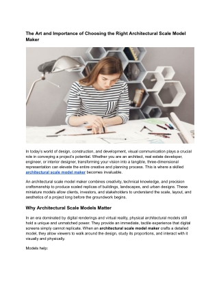 The Role of an Architectural Scale Model Maker in Modern Construction