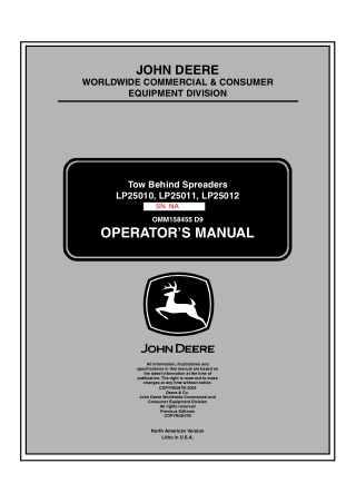 John Deere LP25012 Tow Behind Spreaders Operator’s Manual Instant Download (Publication No.OMM158455)