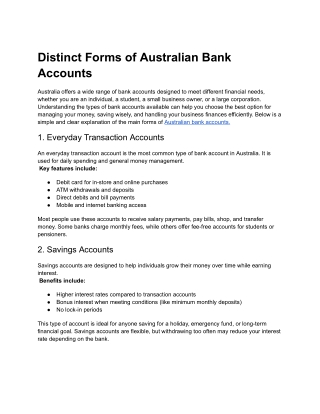 Distinct Forms of Australian Bank Accounts