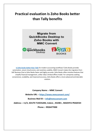 Practical evaluation Is Zoho Books better than Tally benefits
