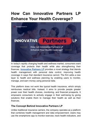 Innovative Partners LP Simplifies Modern Health Insurance Solutions