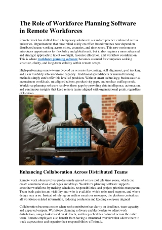 The Role of Workforce Planning Software in Remote Workforces