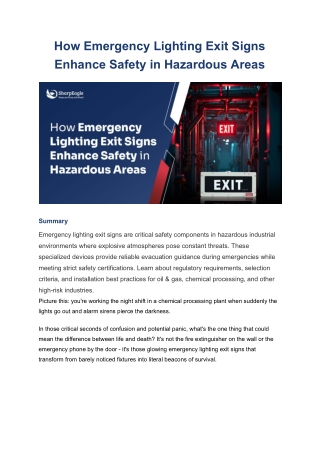 How Emergency Lighting Exit Signs Enhance Safety in Hazardous Areas