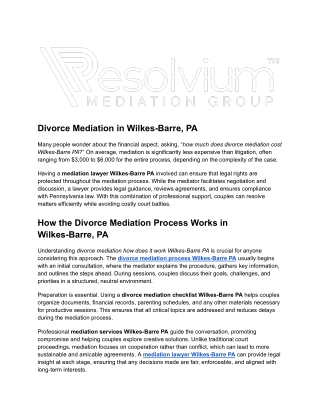 Divorce Mediation in Wilkes-Barre, PA