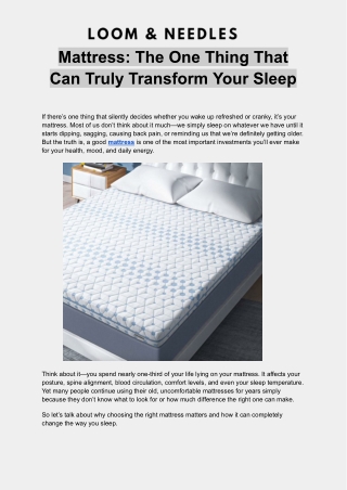 Mattress_ The One Thing That Can Truly Transform Your Sleep