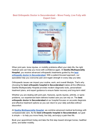 Best Orthopedic Doctor in Secunderabad – Geetha Hospital