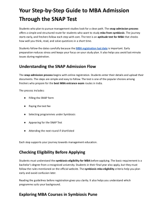 Your Step-by-Step Guide to MBA Admission Through the SNAP Test