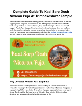 Complete Guide To Kaal Sarp Dosh Nivaran Puja At Trimbakeshwar Temple