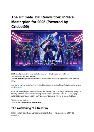 The Ultimate T20 Revolution_ India’s Masterplan for 2025 (Powered by Cricbet99)