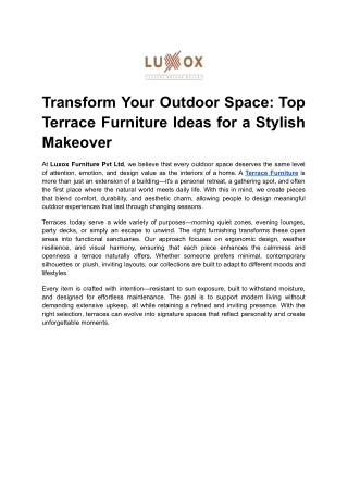 Transform Your Outdoor Space_ Top Terrace Furniture Ideas for a Stylish Makeover