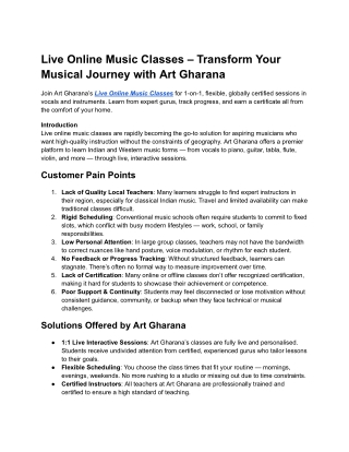Live Online Music Classes – Transform Your Musical Journey with Art Gharana