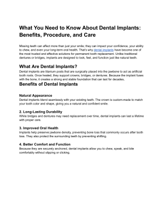What You Need to Know About Dental Implants_ Benefits, Procedure, and Care
