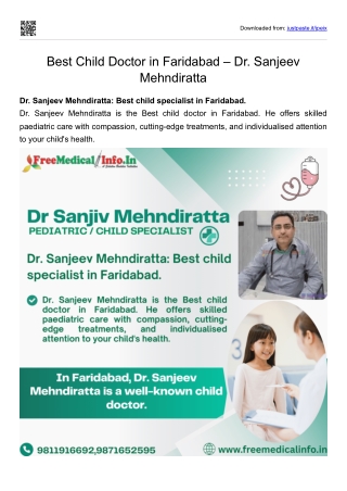 Best Child Doctor in Faridabad Dr. Sanjeev Mehndiratta
