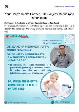 Your Child’s Health Partner Dr. Sanjeev Mehndiratta in Faridabad