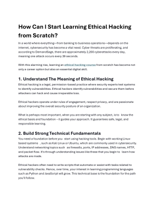 How Can I Start Learning Ethical Hacking from Scratch