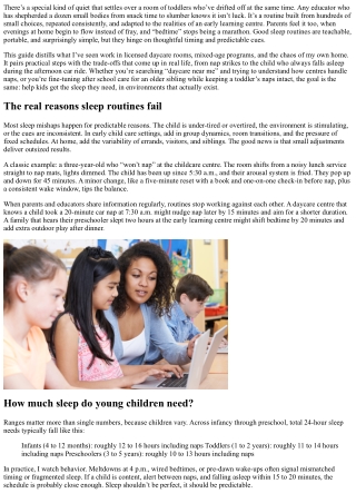 Early Child Care Sleep Routines That Actually Work