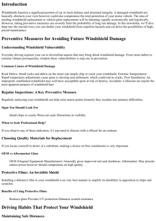 Preventive Measures for Avoiding Future Windshield Damage