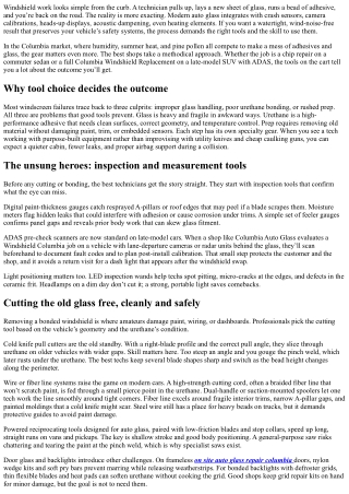 Columbia Auto Glass: Top Tools Used by Professionals