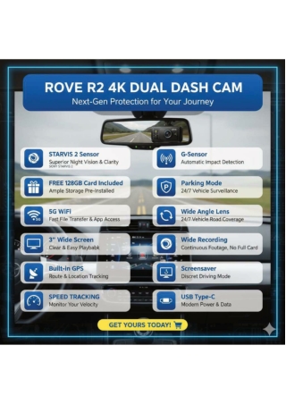 Rove R2-4K Dual Dash Cam Features