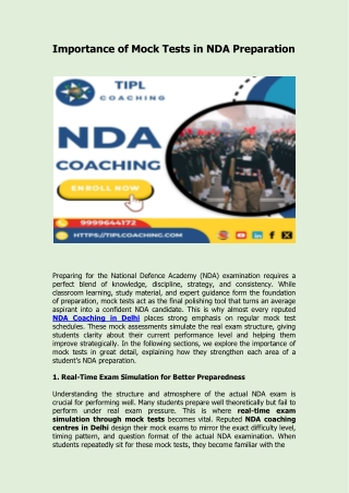 Importance of Mock Tests in NDA Preparation