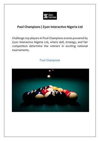 Pool Champions | Zyon Interactive Nigeria Ltd