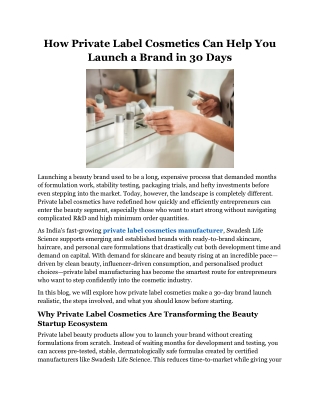 How Private Label Cosmetics Can Help You Launch a Brand in 30 Days