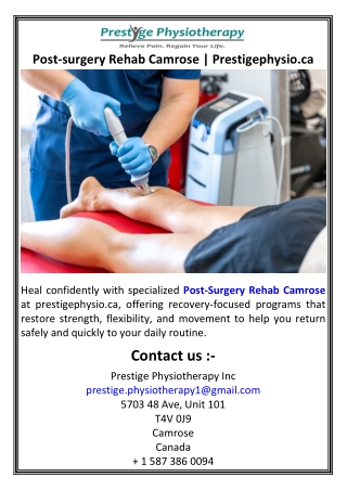 Post-surgery Rehab Camrose