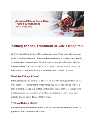 Best Kidney Stone Treatment | AINU Hyderabad