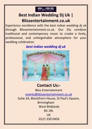 Best Indian Wedding Dj Uk  Blissentertainment.co.uk