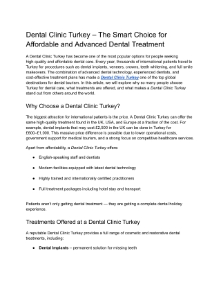 Smart Choice for Affordable and Advanced Dental Treatment