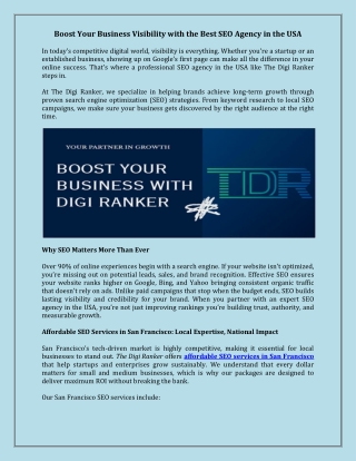 Boost Your Business Visibility with the Best SEO Agency in the USA