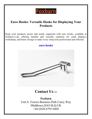 Euro Hooks Versatile Hooks for Displaying Your Products