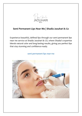 Semi Permanent Lips Near Me | Shadia Jaouhari & Co