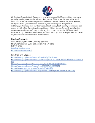 AirDuctVet Dryer & Vent Cleaning Services